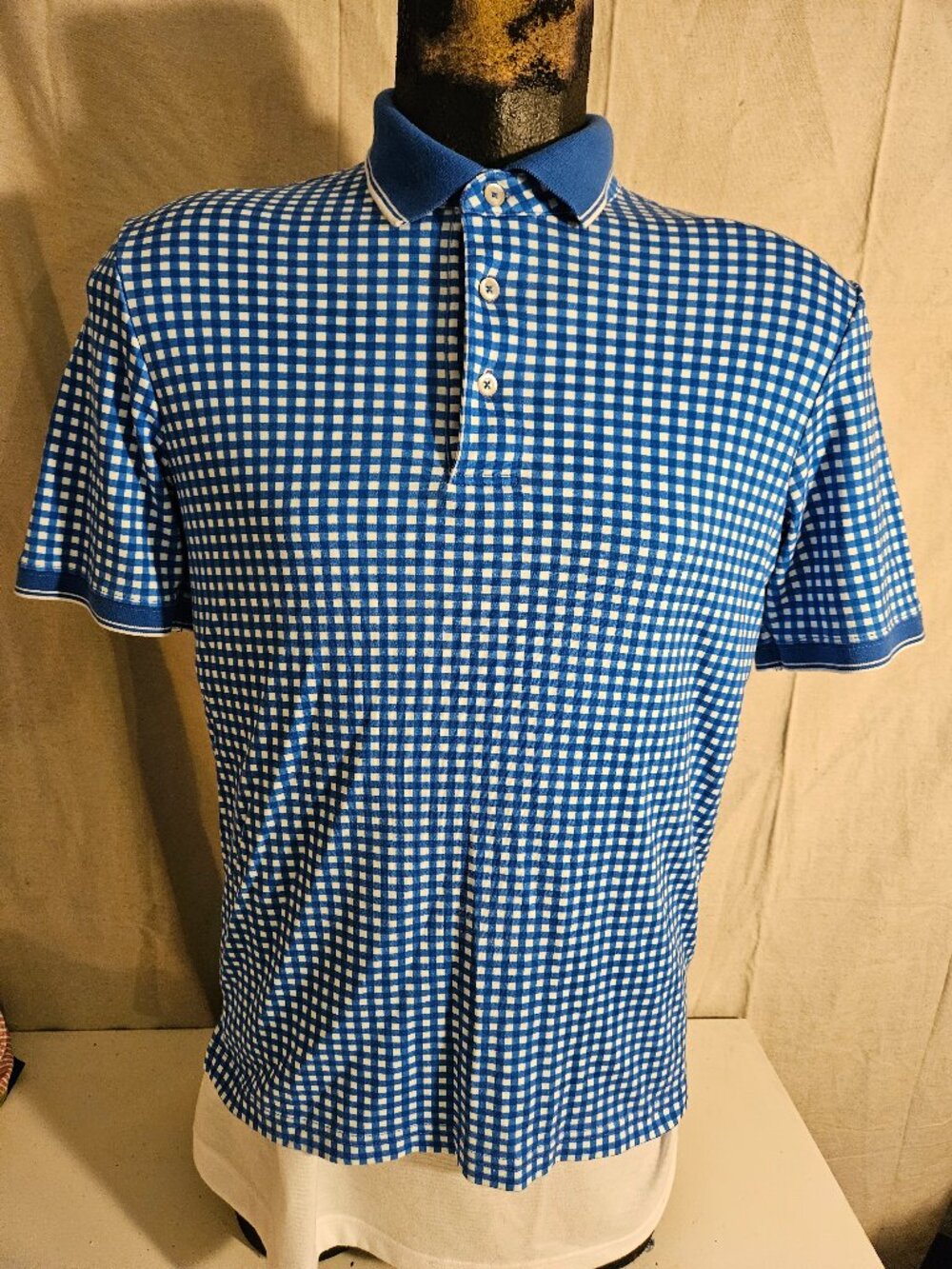 Classic Basketweave Check Polo Shirt From Land's End Size Small Mint